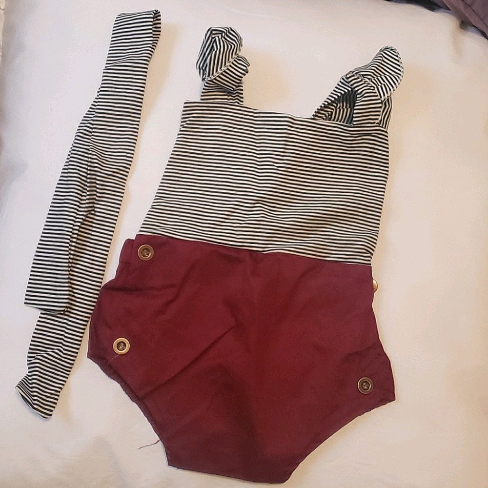 Baby girl stripe bodysuit with headband.